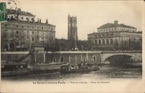 Ak Paris IV, Pont au Change, Place du Chatelet