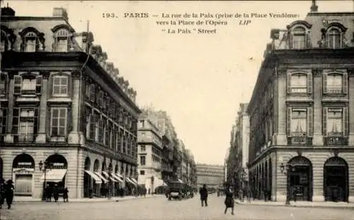 Ak Bourse de Paris II, Rue de la Paix, aufgenommen vom Place Vendome