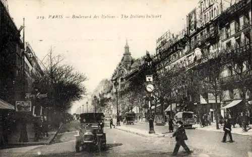 Ak Paris II, Boulevard des Italians, Auto