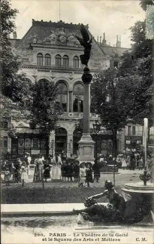 Ak Paris XIV Observatorium, Théâtre de la Gaîté, Square des Arts et Métiers