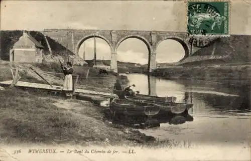 Ak Wimereux Pas de Calais, Le Pont du Chemin de fer