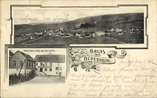 Ak Büdesheim in der Eifel, Gesamtansicht, Gasthaus zur Post, Inh. Nik. Leinen