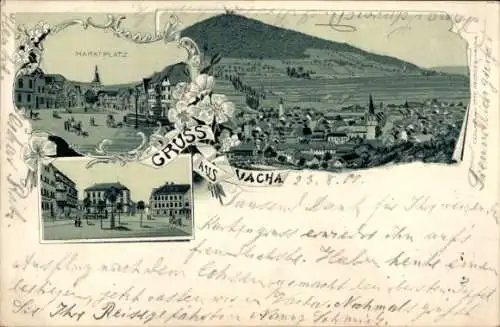 Litho Vacha in der Rhön Thüringen, Marktplatz