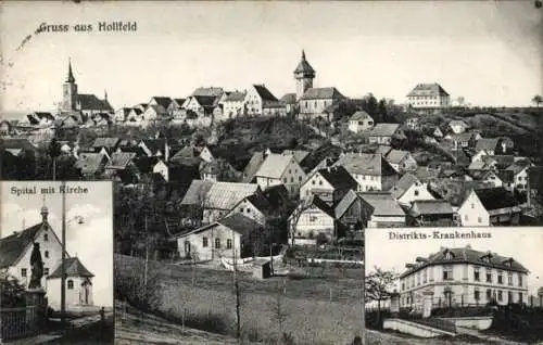 Ak Hollfeld in der Fränkischen Schweiz, Gesamtansicht, Spital, Kirche, Distriktskrankenhaus