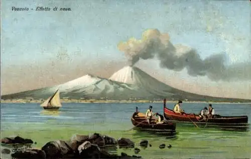 Künstler Ak Napoli Neapel Kampanien, Vesuv, Effetto di neve