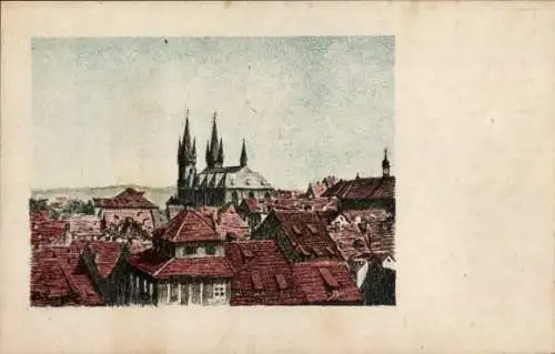 Künstler Ak Lark B., Eger Region Karlsbad, Gesamtansicht, Barbarossakapelle