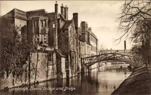 Ak Cambridge Ostengland, Queens' College, Bridge