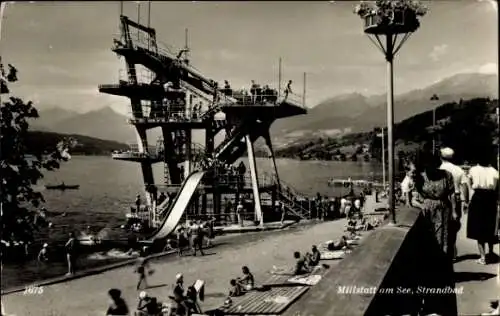 Ak Millstatt am See Kärnten, Strandbad, Sprungturm