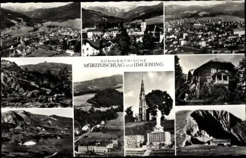 Ak Mürzzuschlag Steiermark, Heilandskirche, Stuhleck, Krankenhaus, Schneealpe