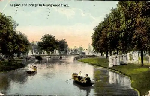 Ak Pittsburgh Pennsylvania USA, Lagune und Brücke im Kennywood Park