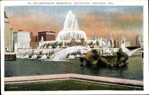 Ak Chicago Illinois USA, Buckingham Memorial Fontain