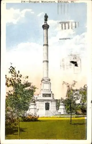 Ak Chicago Illinois USA, Douglas Monument