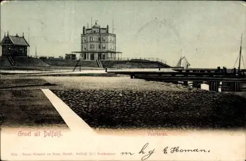 Ak Delfzijl Groningen Niederlande, Leuchtturm