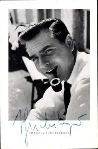 Ak Schauspieler Joachim Fuchsberger, Portrait, Autogramm, Tabakpfeife