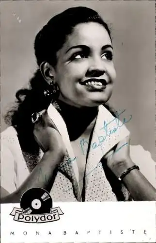 Ak Sängerin und Schauspielerin Mona Baptiste,  Polydor, Portrait, Autogramm,