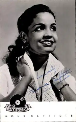 Ak Sängerin und Schauspielerin Mona Baptiste,  Polydor, Portrait, Autogramm