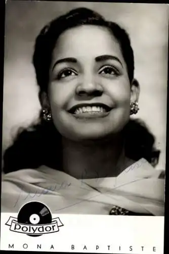 Ak Sängerin und Schauspielerin Mona Baptiste, Portrait, Polydor Schallplatten, Autogramm