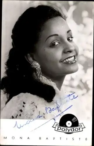 Ak Sängerin und Schauspielerin Mona Baptiste, Portrait, Polydor Schallplatten, Autogramm