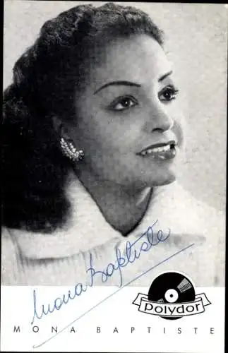 Ak Sängerin Mona Baptitste, Portrait, Polydor-Schallplatten, Autogramm