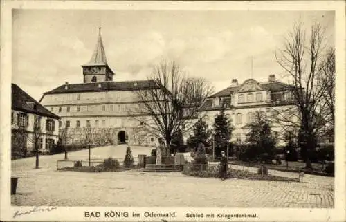 Ak Bad König im Odenwald Hessen, Schloss, Kriegerdenkmal