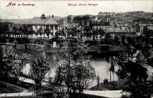 Ak Aue im Erzgebirge Sachsen, Königin-Carola-Anlagen
