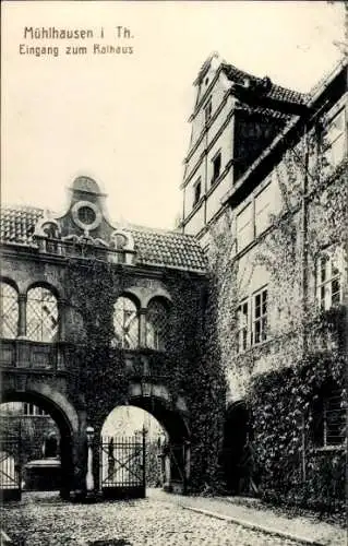 Ak Mühlhausen in Thüringen, Rathaus, Eingang