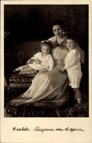 Ak Isabelle Prinzessin von Bayern mit Kindern, Portrait