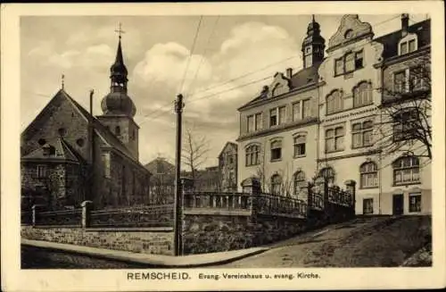 Ak Remscheid im Bergischen Land, Evangelisches Vereinshaus, evangelische Kirche