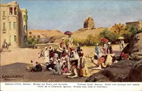 Künstler Ak Assuan Ägypten, Catarakt Hotel, Beduinen