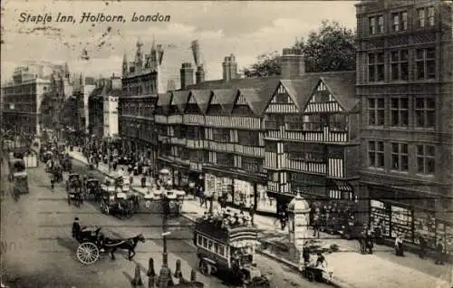Ak Holborn Camden London England, Staple Inn, alte Häuser