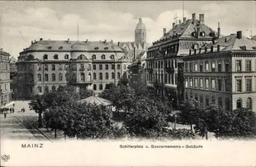 Ak Mainz am Rhein, Schillerplatz, Gouvernements-Gebäude