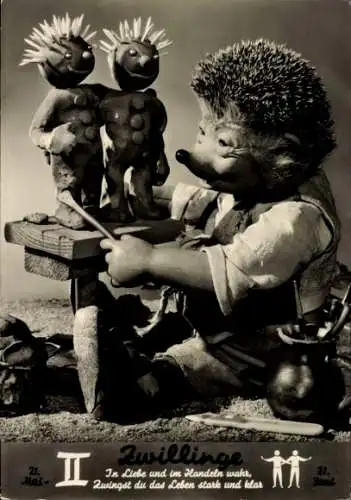 Ak Mecki der Igel, Sternzeichen Zwillinge, Gemini, 21. Mai bis 21. Juni