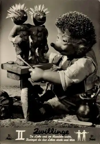 Ak Mecki der Igel, Sternzeichen Zwillinge, Gemini, 21. Mai bis 21. Juni
