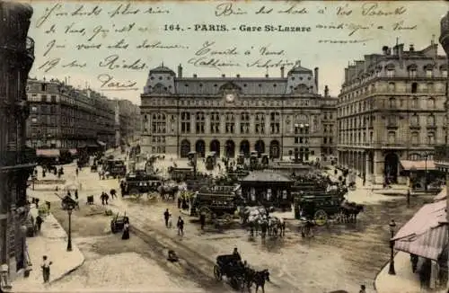 Ak Paris VIII, Gare Saint Lazare, Kutsche