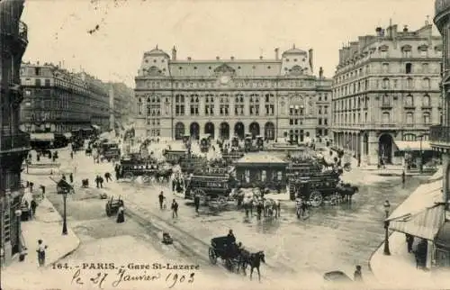 Ak Paris VIII, Gare Saint Lazare, Kutsche