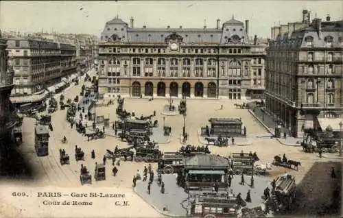 Ak Paris VIII, Gare Saint Lazare, Gericht von Rom