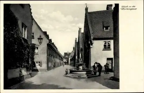Ak Augsburg in Schwaben, Blick in die Herrengasse, Springbrunnen