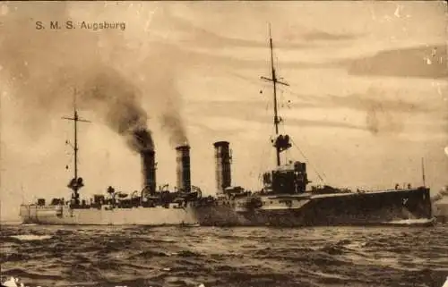 Ak Deutsches Kriegsschiff, SMS Augsburg, Kleiner Kreuzer, Kaiserliche Marine