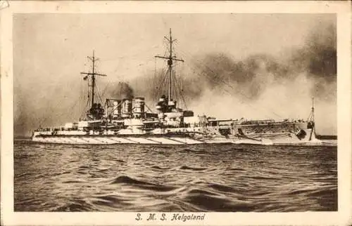 Ak Deutsches Kriegsschiff, SMS Helgoland, Linienschiff, Kaiserliche Marine