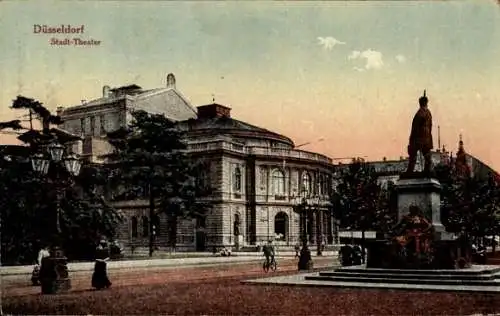 Ak Düsseldorf am Rhein, Stadt-Theater, Denkmal