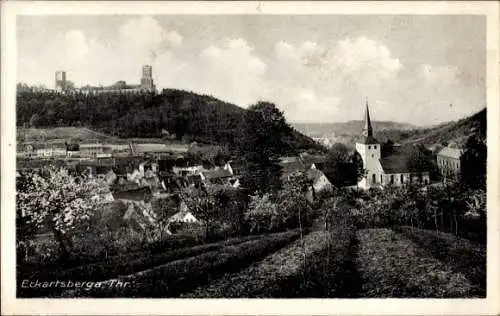 Ak Eckartsberga Burgenlandkreis, Panorama, Kirche