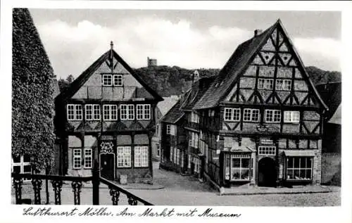 Ak Mölln im Herzogtum Lauenburg, Markt, Museum, Fachwerkhäuser