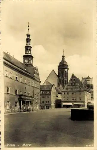 Ak Pirna an der Elbe, Markt