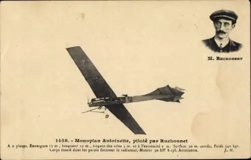 Ak Aviation, Eindecker Antoinette, gesteuert von Ruchonnet