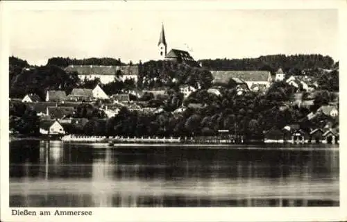 Ak Dießen am Ammersee Oberbayern, Teilansicht, Kirche