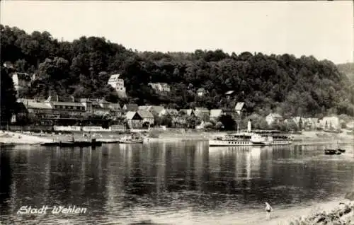 Ak Stadt Wehlen an der Elbe Sächsische Schweiz, Elbe, Dampfer