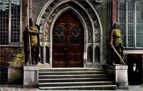 Ak Hansestadt Bremen, Rathaus, Portal, Ritter