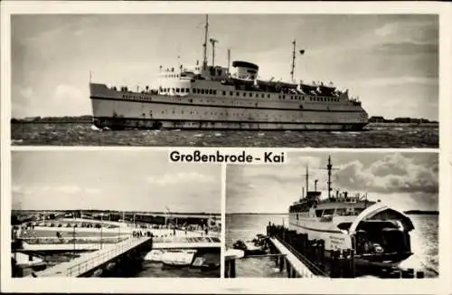 Ak Großenbrode in Holstein, Kai, Fährschiff Deutschland