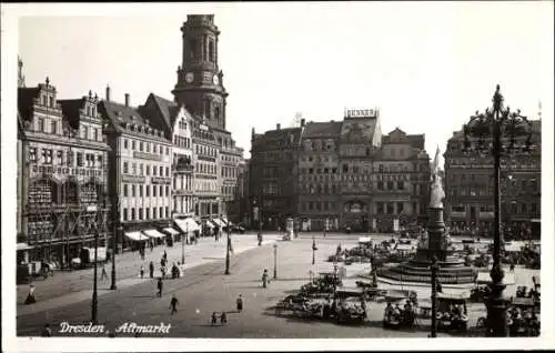 Foto Ak Dresden, Altmarkt, Kaufhaus Renner, Denkmal