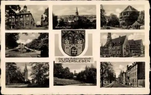 Ak Aschersleben im Salzlandkreis, Wappen, Johannispromenade, Westdorfer Warte, Rathaus